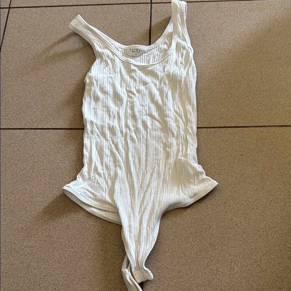 Clyque White Ribbed Bodysuit